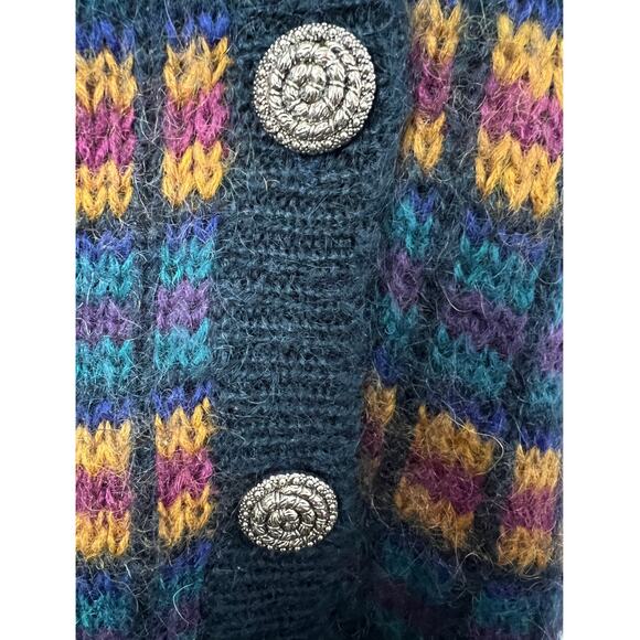 Vintage Ninon De Lenclos Fuzzy Mohair Cardigan Sweater Size S - Picture 3 of 6